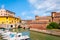 New fortress on the canal in Livorno, Tuscany, Italy