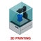 New generation of 3D Printing Machine printing a model of plastic.