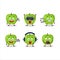 New green apple cartoon character are playing games with various cute emoticons