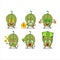 New green hananero cartoon character with cute emoticon bring money