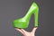 New green high heeled shoe