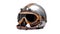 A new grey vintage helmet and wind goggle isolated on white background. Generative Ai