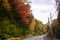 New hampshire road during fall foliage