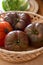 New harvest of big raddish-purple heirloom tomatoes Black Crimea