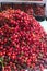 New harvest of fresh ripe red sweet cherry, street market in Italy