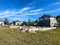 A new home concrete block and foundation poured and drying awaiting the construction worker to come and start framing the house