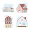 New home, icons set different houses in brick wood building style