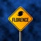 New hurricane-monster Florence and the road sign of Hurricane Florence, 3D-rendering. vector