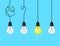 New idea banner. Background illustration of simplifying complex process, bright and dimly electric lightbulb, concept of