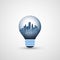 New Ideas, Smart City and Alternative Energy Concept Design - Cityscape Inside a Glowing Light Bulb