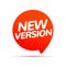 New improved edition version. New label banner icon, update vector red badge new version