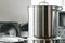 New industrial cooking pots on proffesional kitchen