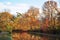 New Jersey canal trail in autumn leaves foliage