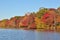 New Jersey lake, foliage under autumn sun
