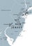 New Jersey, NJ, gray political map, The Garden State