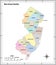New jersey state outline administrative and political vector map in color