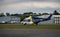 New Jersey State Police helicopter taxing after landing at an airport in Northern New Jersey