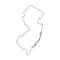 New Jersey, state of USA - solid black outline map of country area. Simple flat vector illustration