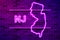 New Jersey US state glowing purple neon lamp sign