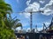 The new Jurassic Park rollercoaster under construction in Universal Studios  in Orlando, Florida