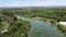 The new lake of Bucov Park near Ploiesti , Romania , aerial view