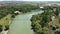 The new lake of Bucov Park near Ploiesti , Romania , aerial view