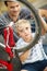 A new learnt skill he wont forget. Young father teaching his son how to change a bike puncture.