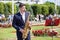 New Life Brass band, wind musical instrument player, orchestra performs romantic music concert, musician man plays on saxophone