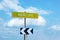 New life. Road sign against a blue cloudy sky. The beginning of a new life. New Career