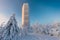 New Lookout tower in the shape of pentagon, Velka Destna, Orlicke mountains, Eastern Bohemia, Czech Republic Beautiful winter