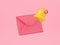 New mail notification 3d render - closed envelope with bell icon. Notice of new letter or message.