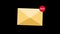 New mail notification. New message animation. Yellow envelope with notification symbol. Flat design. Incoming email sign.