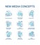 New media concept icons set