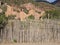 New Mexico adobe hillside fence primitive old