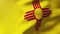 New mexico flag waving in the wind. Looping sun