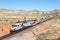 New Mexico Rail Runner Express commuter train railways near Santa Fe, United States