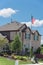 New model single-family house with American flag near Dallas, Texas