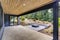 New modern home features a backyard with patio