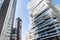 New modern skyscrapers surrounding old flatbuilding with bullet holes in Beirut, Lebanon, Middle East