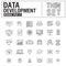 New modern thin line icons set development data analysis