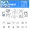 New modern thin line icons set development data analysis