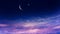 New moon. Prayer time. Generous Ramadan. Mubarak background. A decline or rising with clouds.