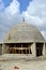 A new mosque under construction, building a new grand Masjid mosque in Cairo, Egypt, with a big dome and high minaret, wooden