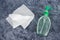 The new normal after covid-19, cleaning supplies to sanitize surfaces against bacteria and viruses including disinfectant wipe and