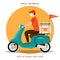 New normal, stay at home stay safe. Delivery man Ride Scooter Motorcycle Service, Order,Fast and Free Transport