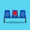 New normal, waiting chairs with cross sign marked, social distancing concept, vector, illustration