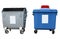 New and old garbage containers isolated over white