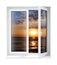 New opened plastic glass window frame isolated