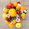 New original unusual fruit bouquet outdoors