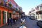 New Orleans, Louisiana, U.S.A - February 1, 2020 - The view of Bourbon Street from the back of a horse carriage